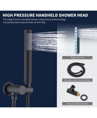 Wall-Mounted Shower Faucet Combo Set - 10" Rainfall Shower Head & Handheld, Matte Black Finish