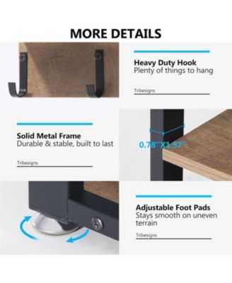 Coat Rack Set and Industrial Shoe Bench, 3 Storage Cubbies, 7 Hooks for Entryway, Hallway, 5-in-1Design