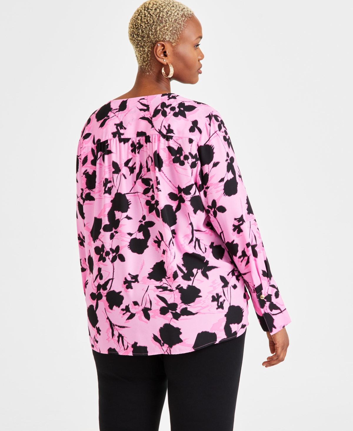 I.n.c. International Concepts Plus Size Floral Surplice Blouse, Exclusively at Macy's