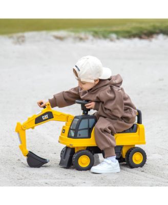 Licensed Caterpillar Kids Rid-On Digger Excavator Toy w/ Rotatable Digging Bucket & Hidden Storage