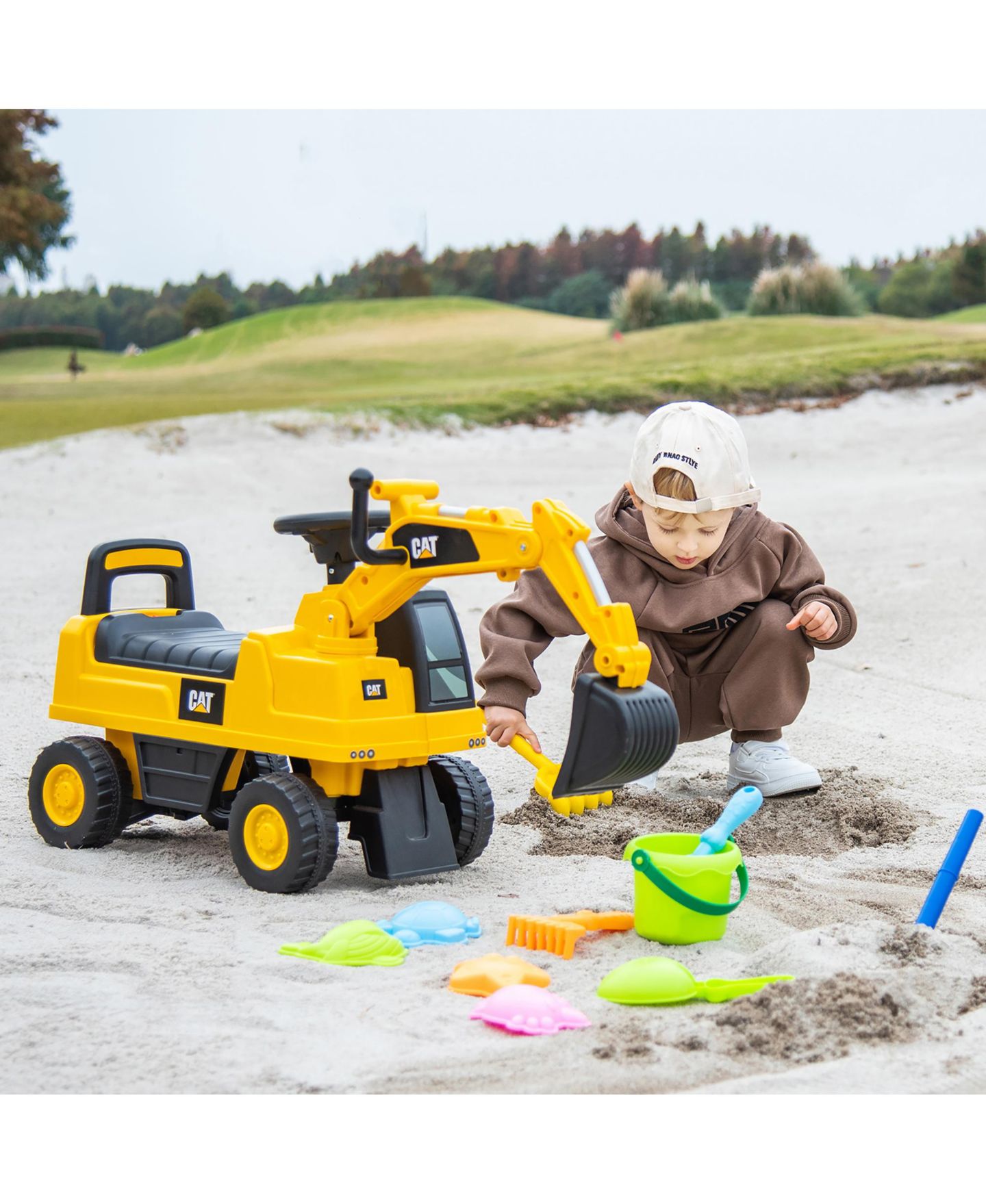 Детская игрушка Gymax Caterpillar Ride-On Digger Excavator with Rotating Bucket, 55 lbs Capacity, Ages 1-3, цвет: Чёрный — фото 9