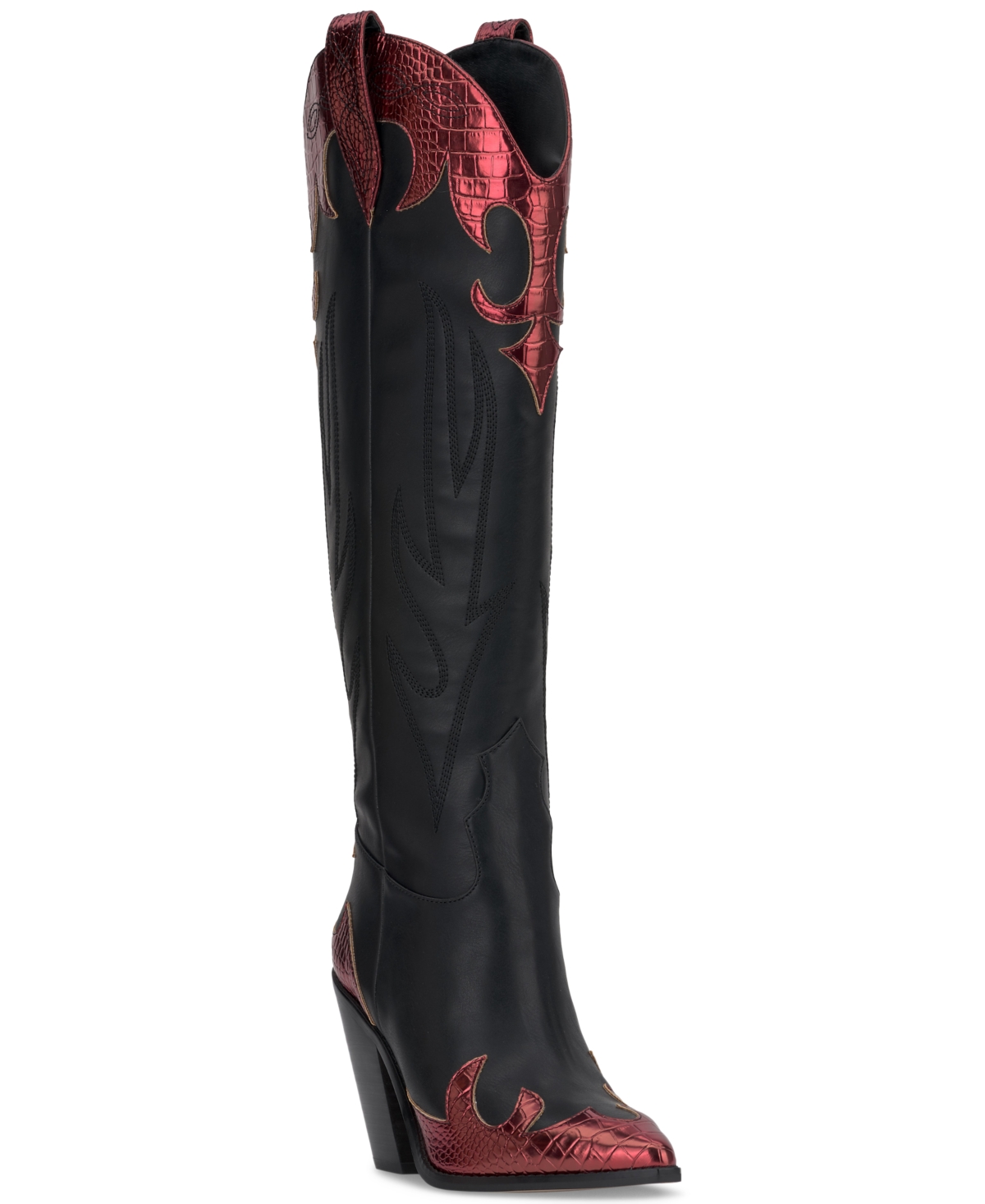 Women's Rhetta Flame Knee-High Cowboy Boots - Black/Oxblood