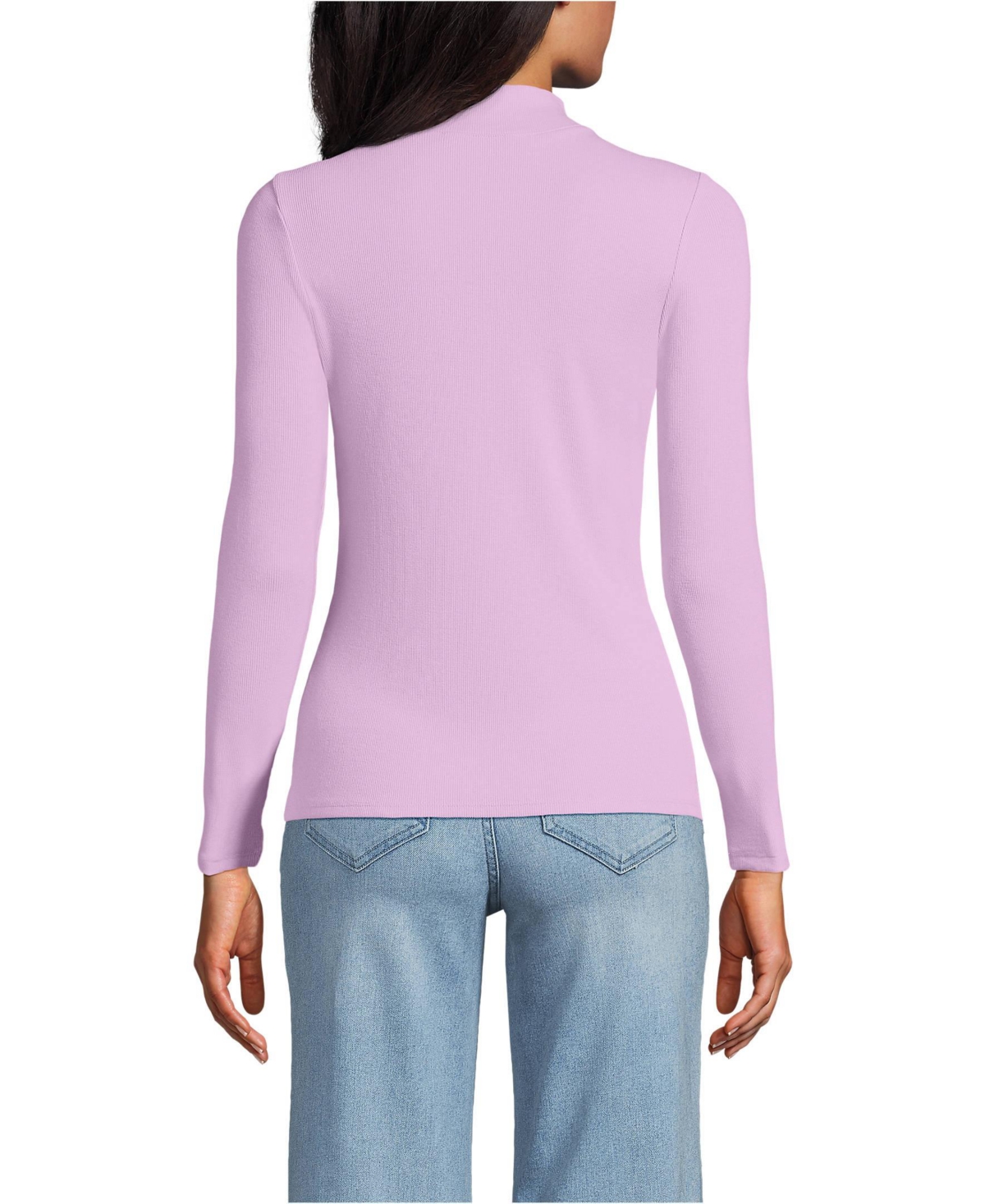 Lands' End Women's Drapey Rib Skimming Long Sleeve Mock Neck