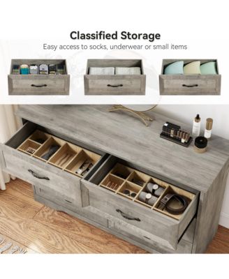 Modern 6 Drawers Dresser, Chest of Drawers Closet Organizers and Storage Clothes, Modern Dressers(Grey)