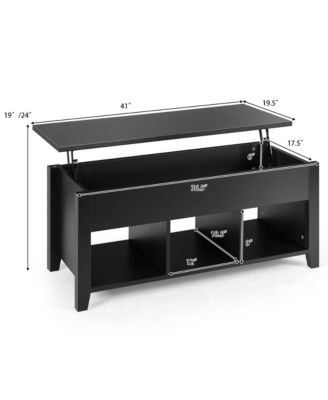 Lift Top Coffee Table w/ Storage Compartment Shelf Living Room Furniture Black