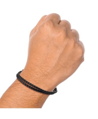 Black Braided Leather Bracelet - Rugged Men s Rope Bracelet