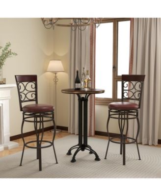 2 Pieces 30 Inch 360 Degree Swivel Bar Stools with Leather Padded Seat