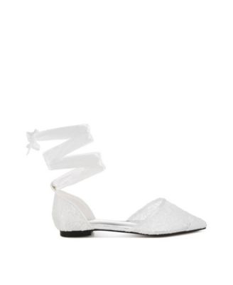 Shrami Pearl & Rhinestone Strap Flat Sandals