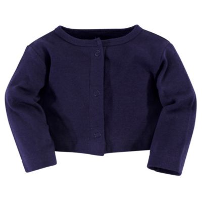 Baby Girls Organic Cotton Dress and Cardigan 2pc Set, Navy Floral