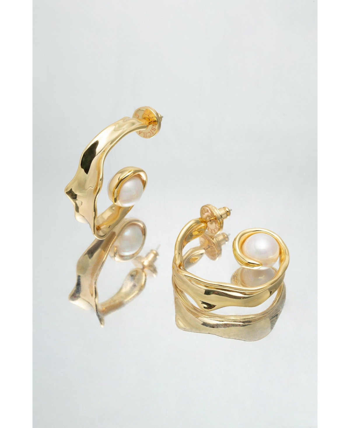 Natalie Molten Sculptural Hoop Earrings - Silver