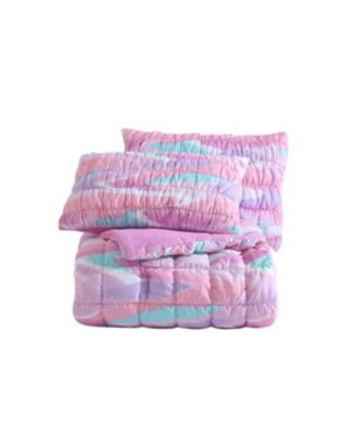 Staci Swirl Pink 4-Piece Soft Embellished Microfiber Comforter Set - Full