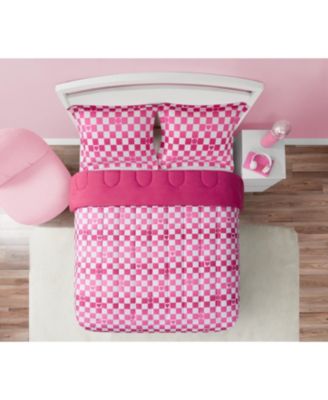 Checkerboard Hearts Ultra Soft Microfiber 3-Piece Comforter Set