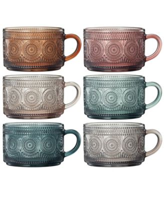 Colored Vintage Coffee Mugs, Set of 6