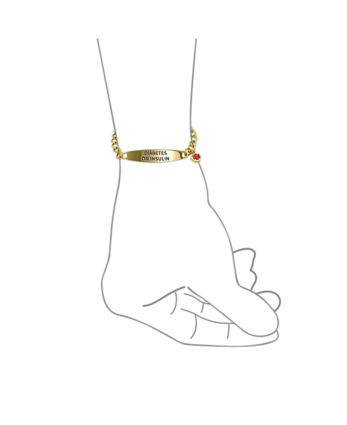 Bling Jewelry Diabetes On Insulin Identification Medical Id Miami Cuban Link Chain Bracelet Gold 2 Tone Steel - Gold-tone