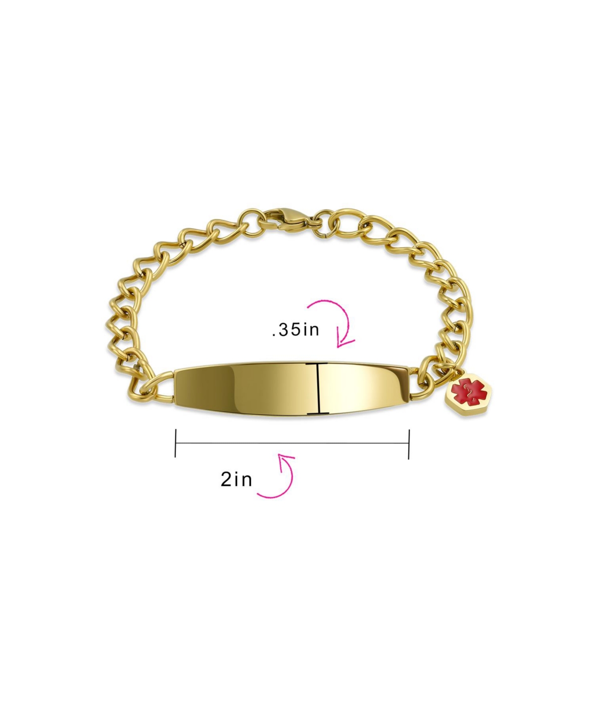 Bling Jewelry Identification Medical Id Bracelet Blank Miami Cuban Link Chain For Women Gold 2 Tone Stainless Steel - Gold-tone