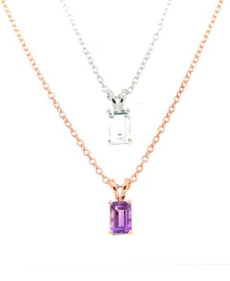 2-Pc. Set Ruby (5/8 ct. t.w.) & White Topaz (5/8 ct. t.w.) Solitaire 18" Pendant Necklaces in Sterling Silver & 10k Gold-Plated Sterling Silver (Also in Amethyst & White Topaz)