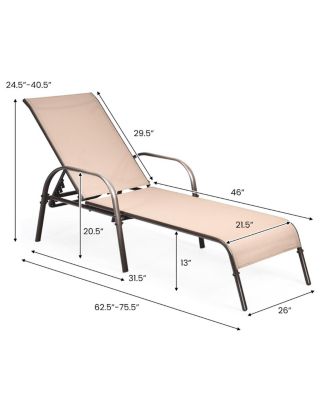 Adjustable Patio Chaise Folding Lounge Chair with Backrest-Brown