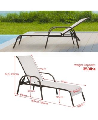 Adjustable Patio Chaise Folding Lounge Chair with Backrest-Gray
