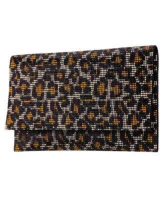 Leopard Print All Over Crystal Envelope Clutch