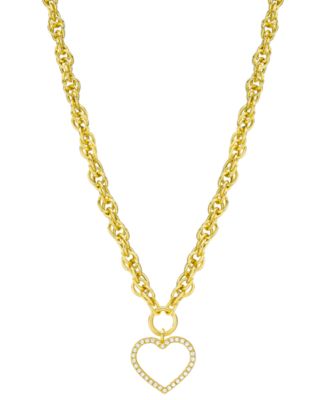 Diamond Open Heart Necklace (1/4 ct. t.w.) in 14k Gold-Plated Sterling Silver