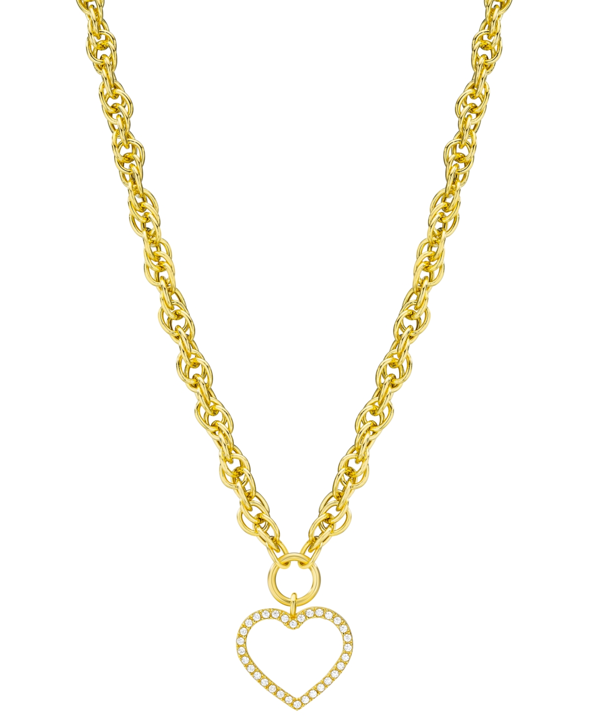 Macy's Diamond Open Heart Necklace (1/4 Ct. T.w.) In 14k Gold-plated Sterling Silver In Gold-plated Sterling Silver