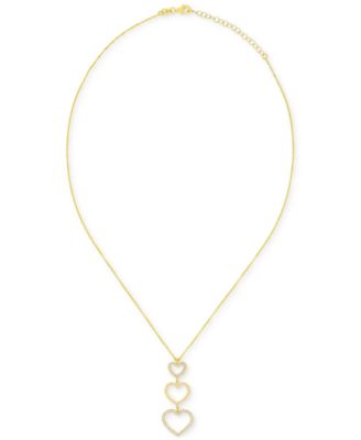 Diamond Graduated Open Heart Pendant Necklace (1/3 ct. t.w.) in 14k Gold-Plated Sterling Silver, 18"+2" extender