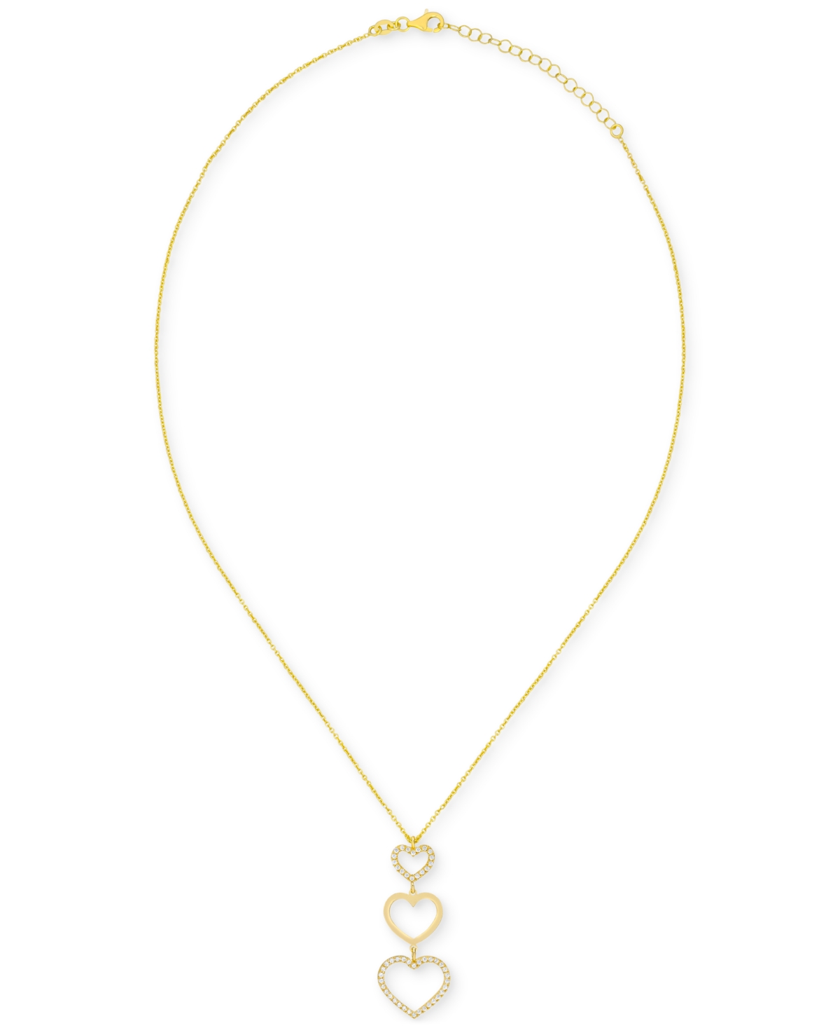 MACY'S DIAMOND GRADUATED OPEN HEART PENDANT NECKLACE (1/3 CT. T.W.) IN 14K GOLD-PLATED STERLING SILVER, 18" 