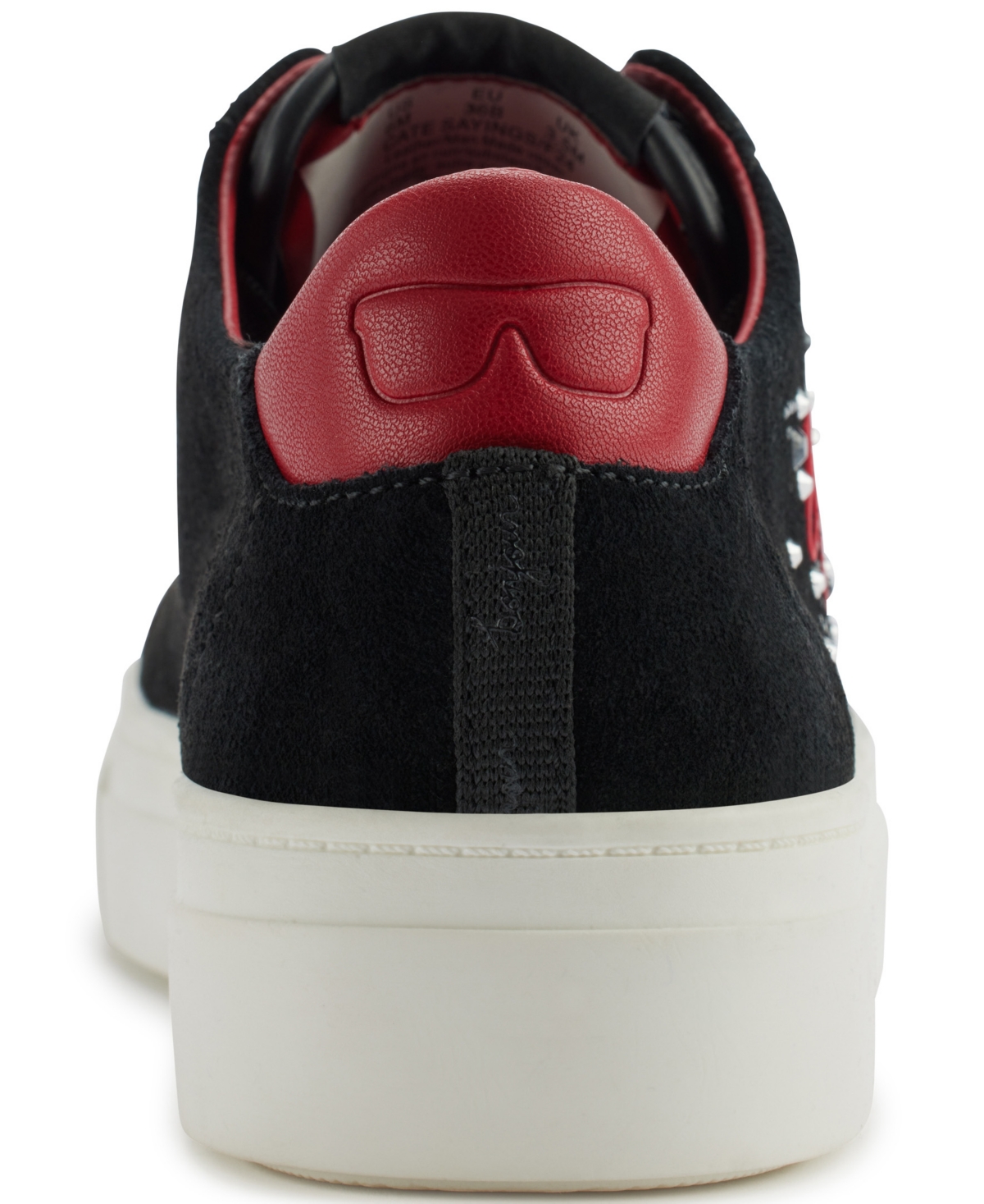Karl Lagerfeld Cate Sayings Leather Sneaker In Black,ruby