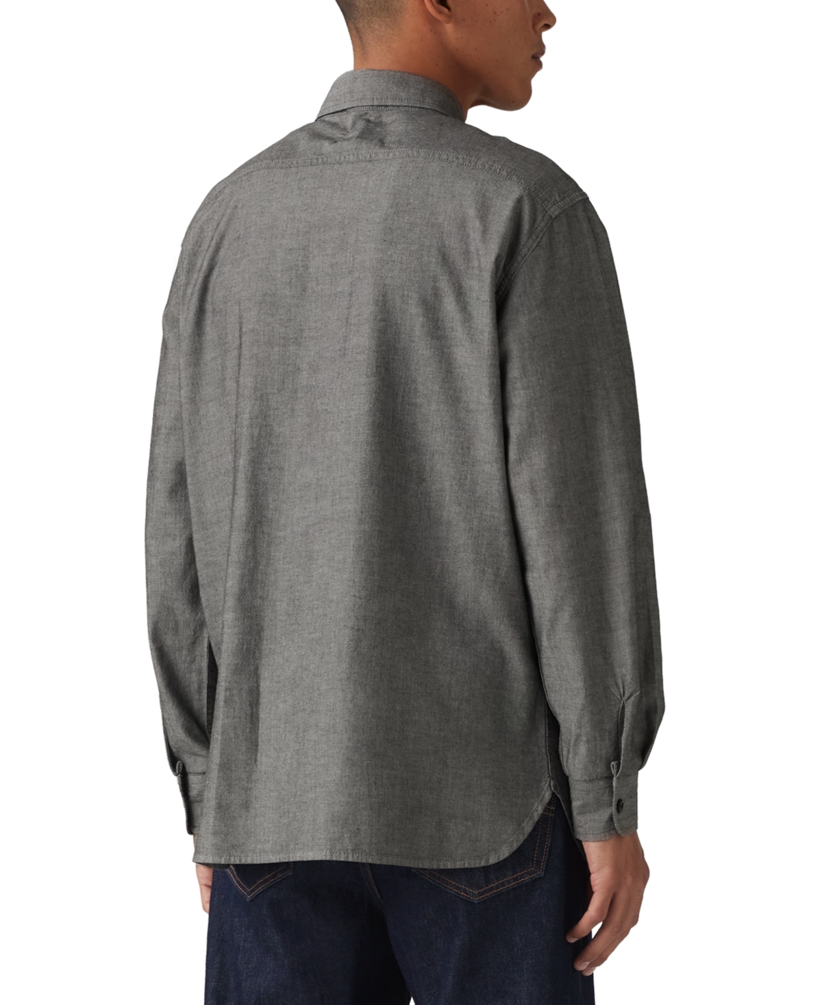 Levi's Men's Relaxed Fit Long Sleeve Button Front Worker Shirt In Phillips Blk Chambrat