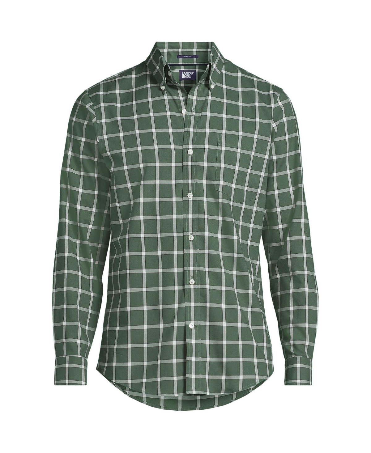 Lands' End Men's Tall Traditional Fit No Iron Twill Shirt -ivory plaid