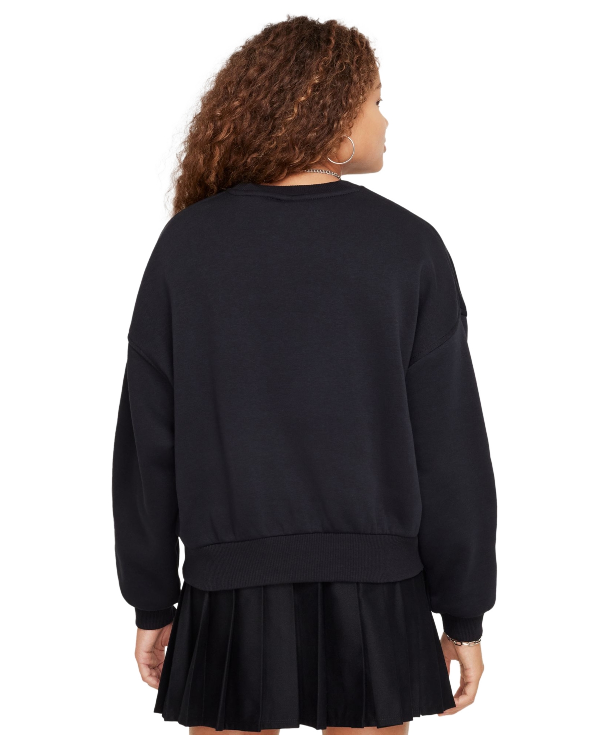 Nike Big Girls Sportswear Club Fleece Crewneck Sweatshirt In Black,whit
