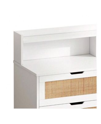 43.31 Inch Storage Cabinet 6 Drawer Dresser For Bedroom, Modern Wood Chest Of Drawers With LED Light Strip, 2 AC Sockets, 2 USB Ports, For Bedroom Hallway Living Room