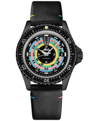 Men's Swiss Automatic Ocean Star Decompression Timer 1961 Black PVD Stainless Steel Mesh Bracelet Watch 41mm
