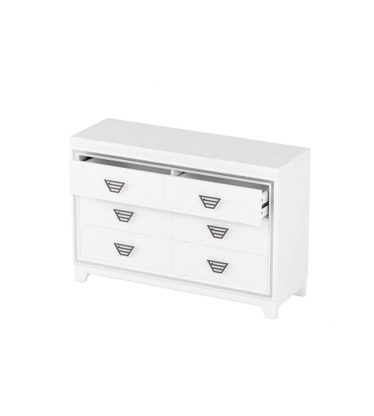gaomon 6 Drawer Double Dresser, Dresser Closet With Anti-Tip Devices, Metal Handle, Modern Wide Chest Of 6 Drawers, Large Storage Cabinet For Bedroom