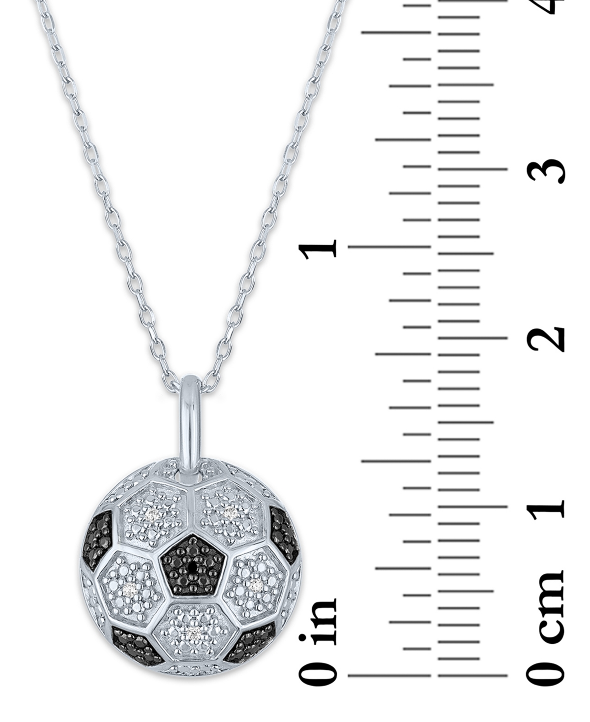 Black & White Diamond Accent Soccer Ball Pendant Necklace  16