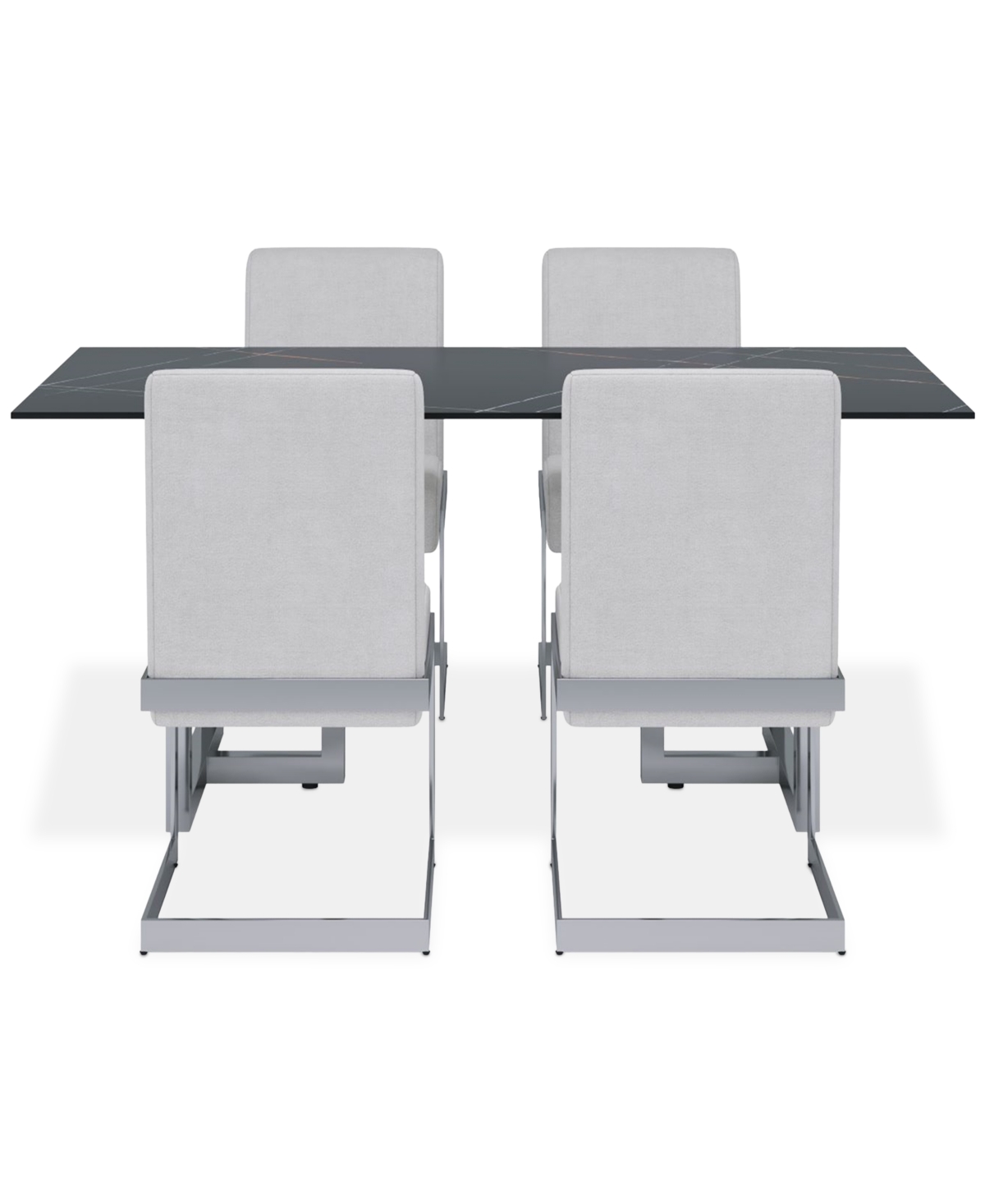 Macy's Emila 5 Pc. Dining Set (rectangular Table & 4 Chairs), Created For  In Black Sintered Stone With Silver Base