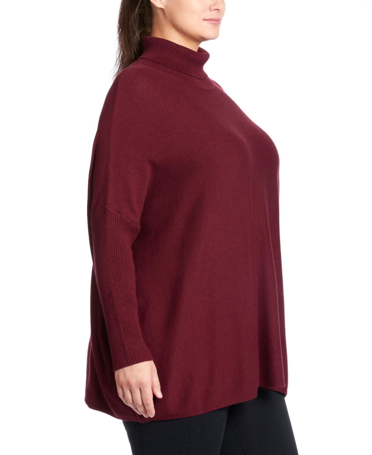 Joseph A Plus Sized Long Sleeve Turtleneck Poncho Sweater