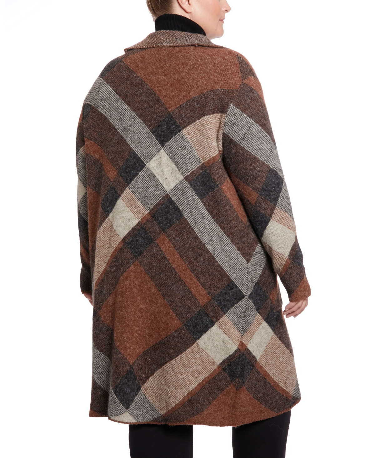 Joseph A Plus Size Notch Collar Coatigan Sweater