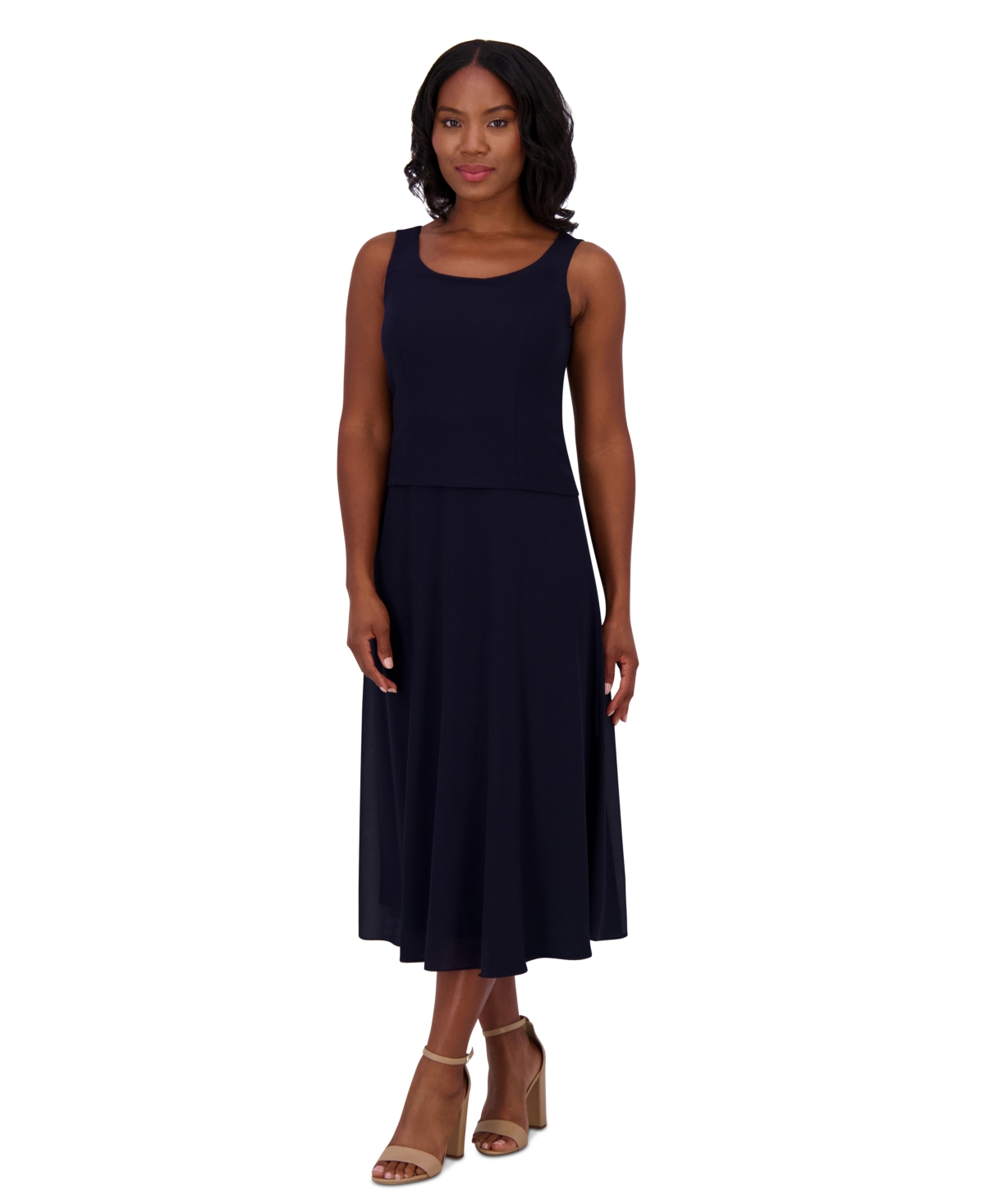 Jessica Howard Women's 2.pc Floral-print 3/4-sleeve Jacket & Sleeveless Midi Dress In Navy