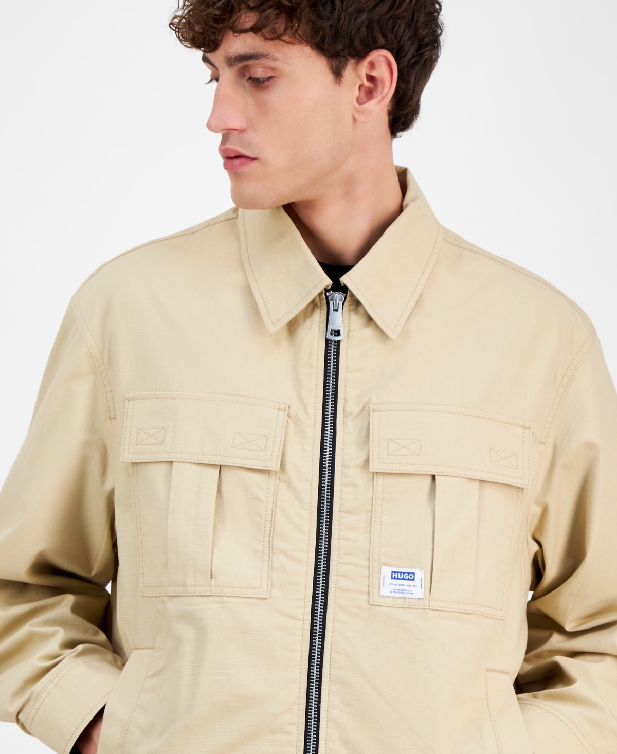 Hugo Boss Men's Bino Long Sleeve Four-pocket Zip-front Jacket In Medium Beige