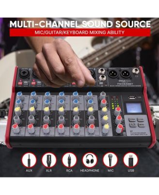8-Channel Bluetooth Studio DJ Mixer with USB & Phantom Power - PMX848BT