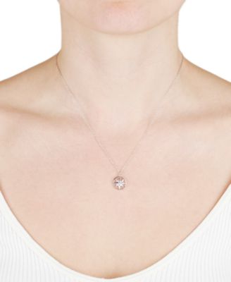 Cubic Zirconia Openwork Compass Pendant Necklace, 16" + 2" extender