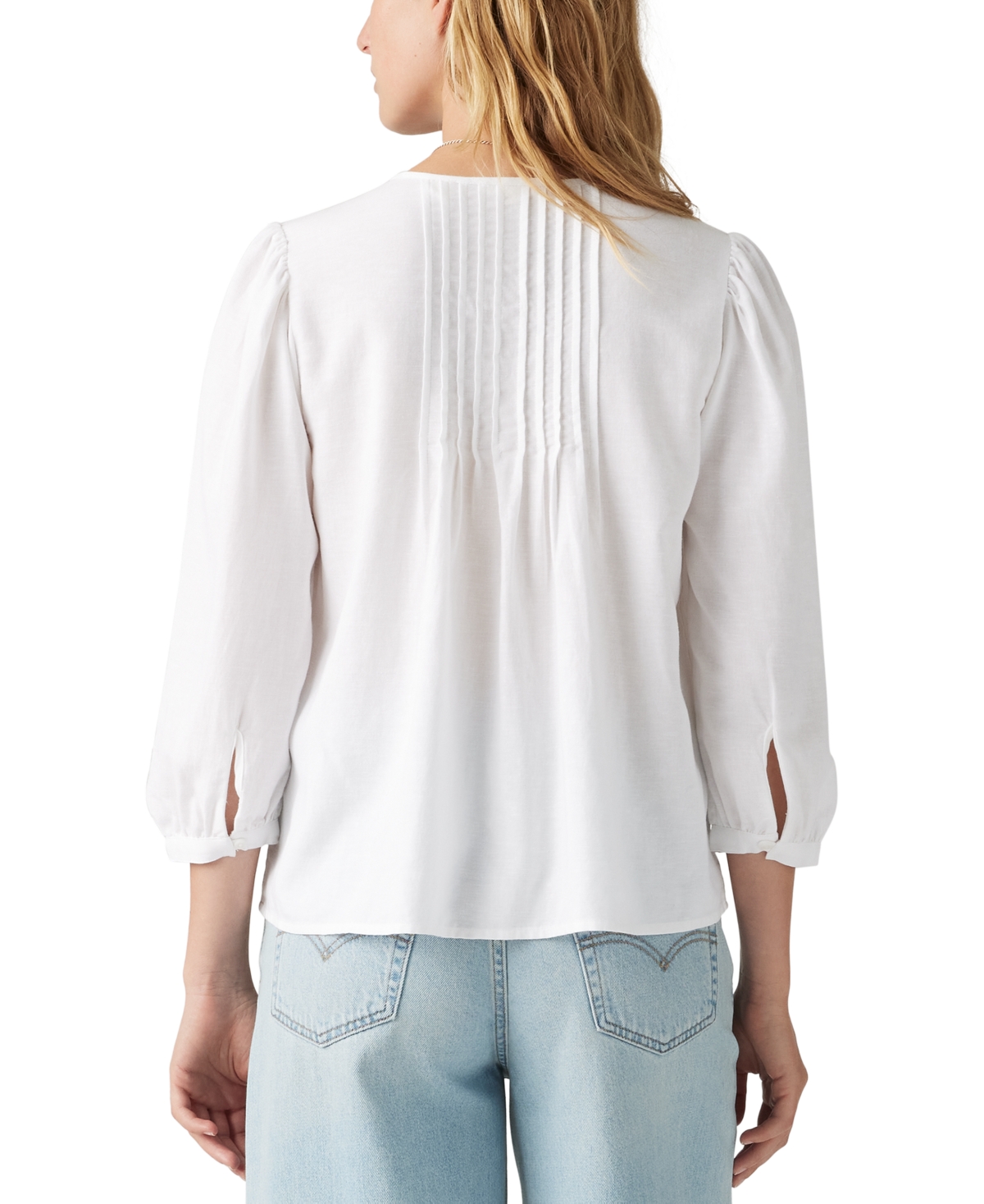 Levi's Levis Women's 3/4-sleeve Button-front Blouse In Bright White