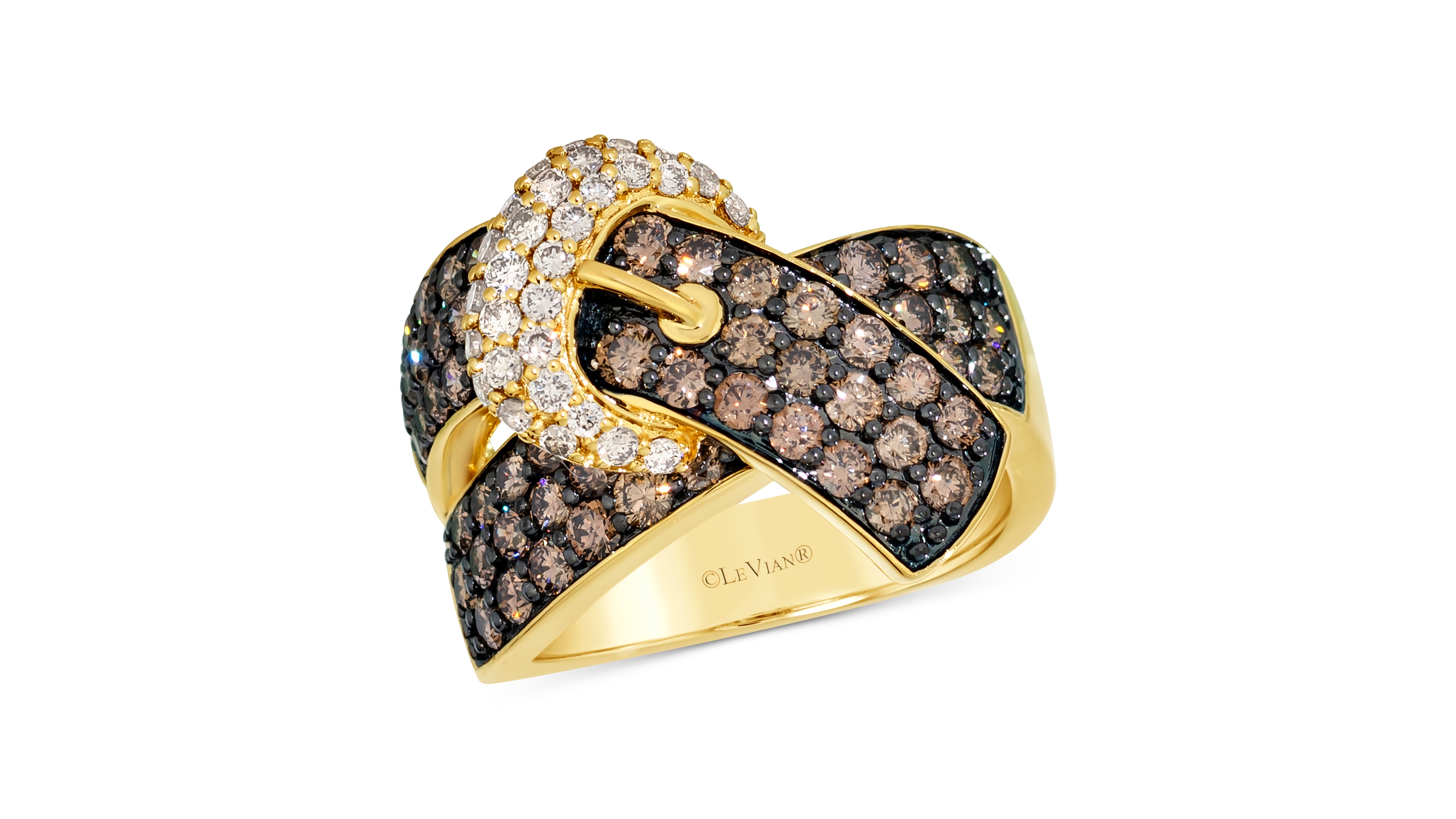 Le Vian Chocolate Diamond & Nude Diamond Belt Buckle Ring (2-1/2 ct. t.w.) in 14k Gold
