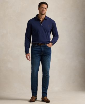 Men's Big & Tall Soft Cotton Long-Sleeve Polo Shirt