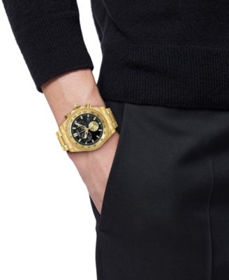 Men's Swiss Chronograph X Gold Ion Plated Stainless Steel Bracelet Watch 44mm