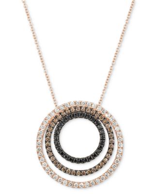 Le Vian - Blackberry Diamond, Chocolate Diamond, & Nude Diamond Triple Circle Adjustable Pendant Necklace (1-3/8 ct. t.w.) in 14k Rose Gold
