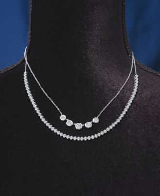 Diamond Bezel Five Stone Adjustable 18" Collar Necklace (1/2 ct. t.w.) in Sterling Silver or 14k Gold-Plated Sterling Silver