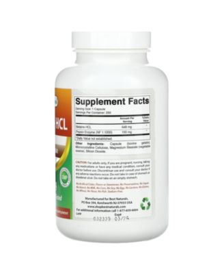 Betaine HCL  648 mg  -  250 Capsules