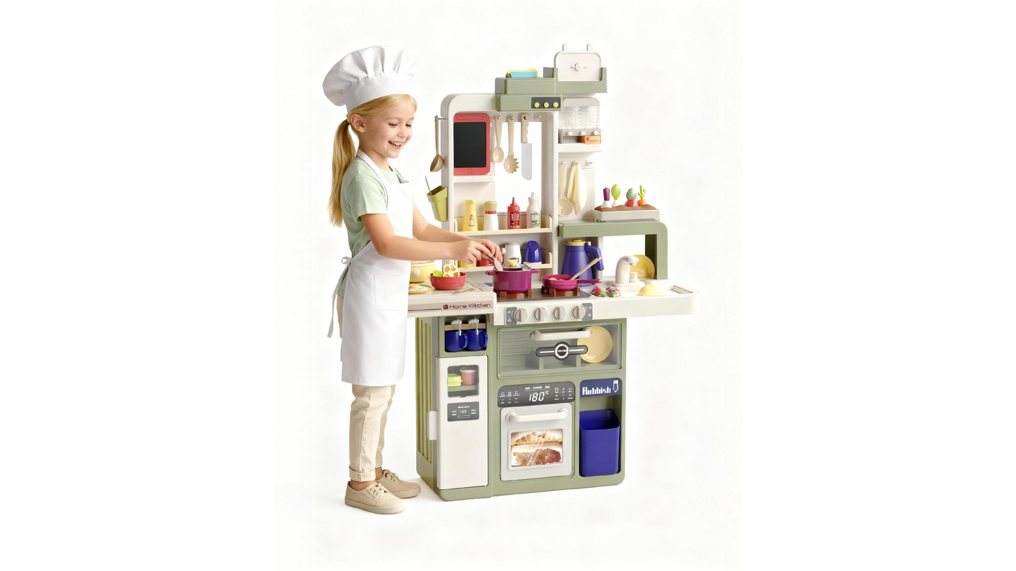 Sugift Kids Kitchen Playset, Interactive Play with Lights and Sounds, For Toddlers 2+ Years Old, Realistic Toy Accessory Set